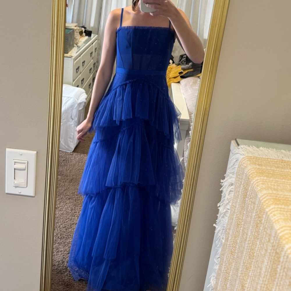 Elegant Blue Tiered Gown